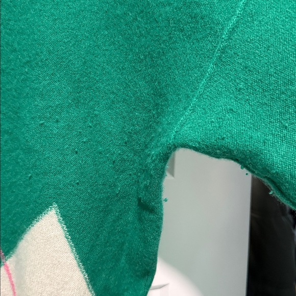 Free People Green Addie Argyle 100% Cashmere Pullover, size Large - Picture 6 of 8